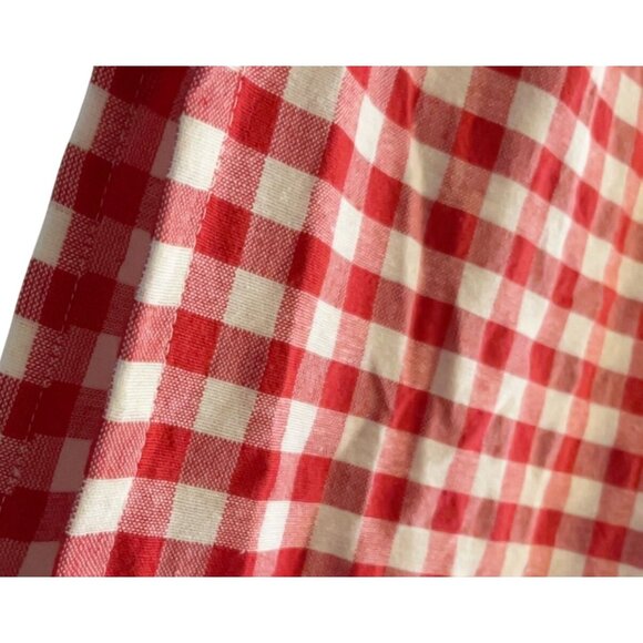 Two Pioneer Woman Red & White Pom Tassled Window Panels 34.5" gingham - Picture 13 of 13